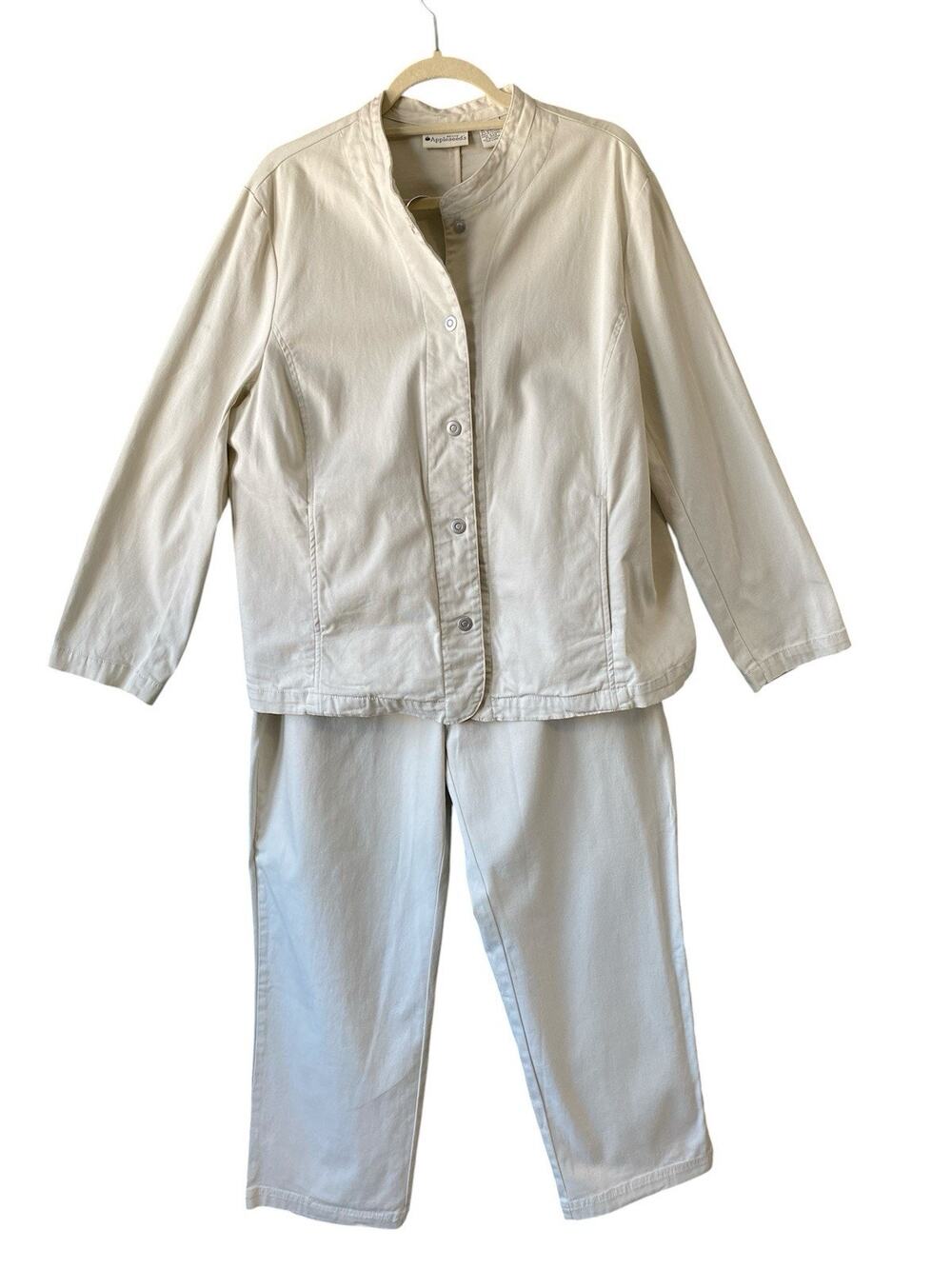 Appleseeds Womens Pants & Jacket Set Size 18P Khaki Tan Casual Mix & Match 2pc